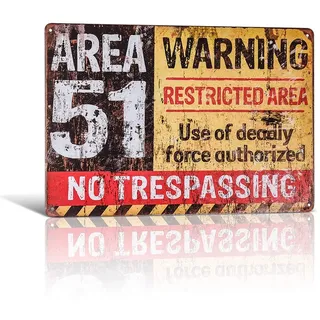 Vintage Blechschilder Metall Poster Retro Reproduktion Area 51 Do Not Enter Warnung Poster