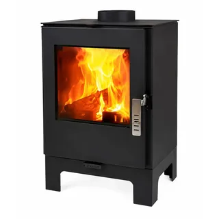 Verso 2L Holzofen 5kW, 80,2% hohe Effizienz, ultrakompakte Stahlkörper-Oberplatte, kleiner Kaminofen für 60-80 m3, Eco Low Emissionen, 150 mm Rauchabzug