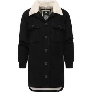 Cordjacke RAGWEAR "Kyoka" Gr. M (38), schwarz Damen Jacken Lange Stylische Jacke aus Cord mit flauschigem Innenfutter
