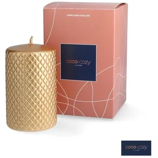 coco+cozy Stumpenkerze Barcelona - ⌀ 7cm x 11 cm Gold, 65 h Brenndauer, gold goldfarben