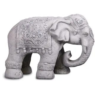 gartendekoparadies.de Indischer Elefant Gartenfigur aus Steinguss, H. 25 cm, 13 kg, Grau, Traditionelles Design, frostsicher