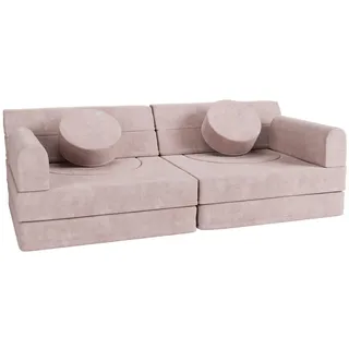 Kindersofa Kayo mit Cord Bezug & Kissen - rosa