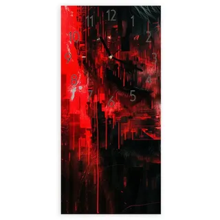 Primedeco Wanduhr Glasuhr Wandkunst Größe 30 x 60 cm mit Motiv Abstrakte Digital Kunst