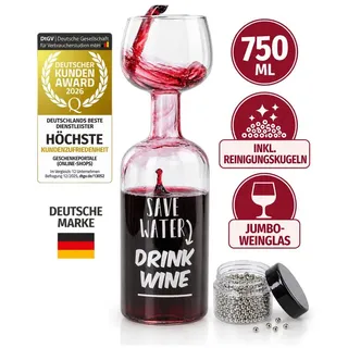 Dimono Rotweinglas XXL Rotweinglas–750ml Weinglas-Set für Abendessen, Partys & Geschenke, Glas, Weinflaschen Glas 750 ml mit Reinigungskugeln weiß