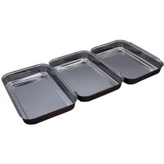 Spetebo Panier Set aus Edelstahl zum Einhängen - 3er Set - Metall Schale Panierstraße rechteckige Servierschale