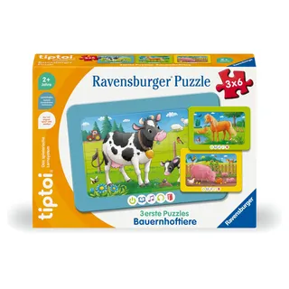 Ravensburger tiptoi® 3 erste Puzzles: Bauernhoftiere - 3x6 Teile