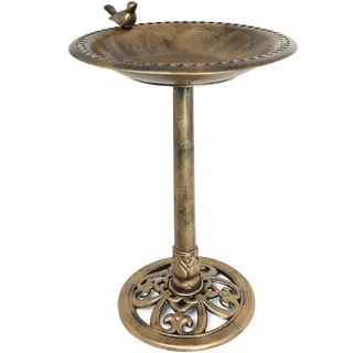 DIVCHI Vogeltränke für Garten, freistehende Vogeltränke, Wildvögel, Bäder, Futterschale, Standfuß, für draußen, Terrasse, Hof und Rasen-Dekor (Bronze-Vogeltränke mit 1 Vogel)