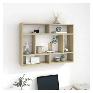furnicato Wandregal Sonoma-Eiche 75 x 16 x 55 cm aus Holzwerkstoff, 1-tlg., Stabile Wandablage mit offenen Fächern und 40 kg Belastbarkeit braun