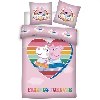 Peppa Pig Bettwäsche Peppa Pig Kinderbettwäsche Bettbezug 140x200cm 63x63 cm, 100% Baumwolle rosa