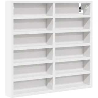 vidaXL Vitrinenschrank, Sammlervitrine 12 Ablagen, Hängevitrine Wandregal für Wohnzimmer, Glasvitrine Wandvitrine Hängeregal, Weiß Holzwerkstoff