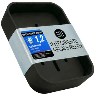 PARSA Beauty Seifenschale schwarz | rutschfeste Seifenablage mit Rubber Finish, stilvolles & Zeitloses Design für Bad, Dusche & Küche sichere Ablage für Feste