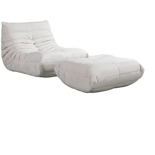 Home Deluxe Relaxsessel Chill Polyester 102 x 70 x 87 cm Beige mit Hocker
