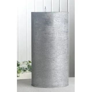 Rustik-Dreidochtkerze, 30 x 15 cm Ø, Silber-metallic