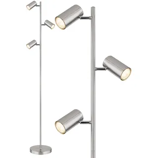 GLOBO Stehlampe Standleuchte 3 Leuchten schwenkbare Stehlampe Stehleuchte Wohnzimmer Modern silber, 3 Flammig, Metall, 3x GU10, LxBxH 25x23x154 cm