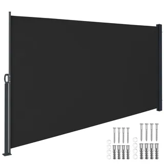 Tectake Aluminium Seitenmarkise 300 x 160 cm schwarz