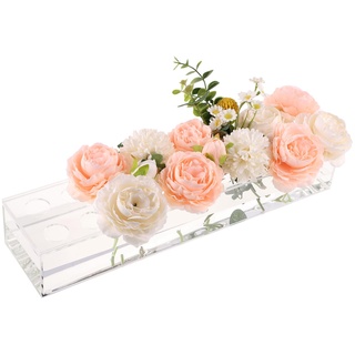 Blumenvase Aus Klarem acryl, 40cm Blumenvase Acryl Rechteckig Transparente Acryl Blumenvase für Mittelstück Hochzeiten zu Hause 18 Löcher (Blumen Nicht im Lieferumfang enthalten)