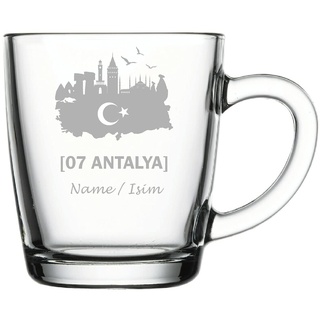 aina Türkische Teegläser Cay Bardagi türkischer Tee Glas mit Name isimli Hediye - Teeglas Graviert mit Namen 07 Antalya