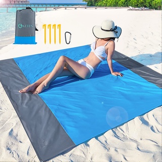 Keten Stranddecke, 200 x 210 cm, Sanddichte Strandmatte für 4–7 Erwachsene, übergroße, tragbare Picknick-Matte, Outdoor-Decke für Reisen, Camping, Wandern