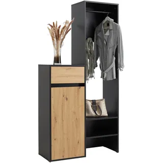 Garderobe Andy in Schwarz/Eiche