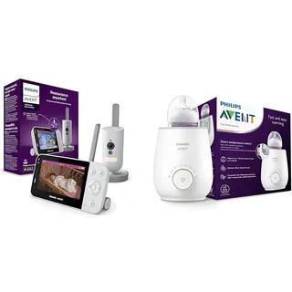 Philips Avent Connected Videophone SCD923/26, Babyphone mit Full HD-Kamera und Secure Connect-System, mit Baby Monitor + App & Avent Schneller Flaschenwärmer (Modell SCF358/00)