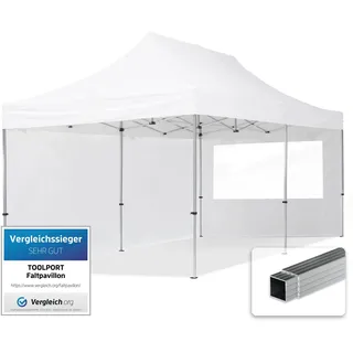 TOOLPORT Faltpavillon Economy 3 x 6 m inkl. 2 Seitenteile weiß 59033
