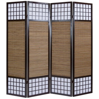 Homestyle4u Paravent Paravent Holz Raumteiler Bambus spanische Wand Trennwand Sichtschutz, 4-teilig braun 176 cm x 175 cm