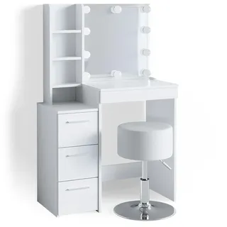 Vicco Schminktisch Meryl + LED-Beleuchtung + Hocker