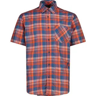 CMP Kurzarmhemd kariert Ocean / Tango / B.Lue 3XL