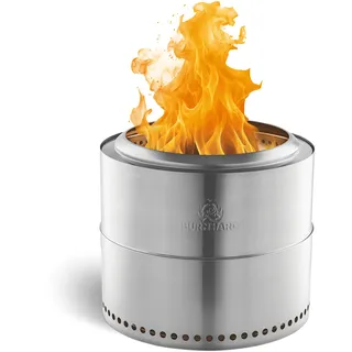 BURNHARD® Feuerschale Edelstahl 50 cm, inkl. Aufbewahrungstasche, Feuertonne, Feuerkorb, raucharme Sekundär-Verbrennung, langlebig & mobil für Garten, Terrasse & Balkon