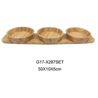 Schäfer Bambus Bambusbrett 50 x 10 x 5 cm Snackschalen 4er Set Mantez Servier-Schale für Snacks, Dipps, Nüsse