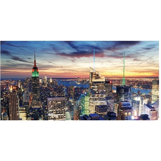 LED-Bild, Leinwandbild Wandbild Leuchtbild, Timer MVG-zertifiziert ~ 100x50cm New York, flackernd