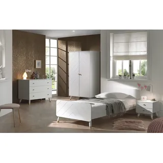 Vipack BILLY Jugendzimmer Set 4-tlg. best. aus: Bett 90 x 200 cm, Nachtkonsole, Kleiderschrank 2-trg. und Schubladen Kommode