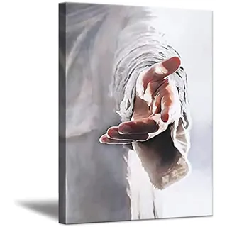 ZHONGYUTONG Jesus Leinwand Kunstdruck Gib mir deine Hand Christliche Poster Religiöse Bilder Gemälde für Schlafzimmer Wohnzimmer Büro Küche Dekoration (50x75cm, Gerahmt)