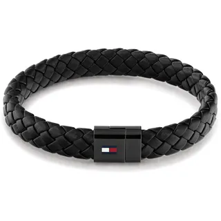 Tommy Hilfiger Round Braid Armband aus Edelstahl/Leder schwarz 2790331 Größe One Size