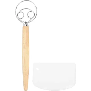 Dänischer Teigbesen, Mehlrührwerkzeug, Gummi Holzschabergriff, Niederländischer Stil, Schabewerkzeug, Schneebesen (2-Augen-Schneebesen und ein Schaber)