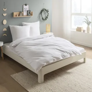 Carpe Sonno Biber Bettwäsche 135 x 200 cm Baumwolle - 2tlg Bettwäsche Winter - Set aus Deckenbezug mit Reißverschluss + Kissenbezug - Flauschige Winter Bettwäsche Flanell - Weiß