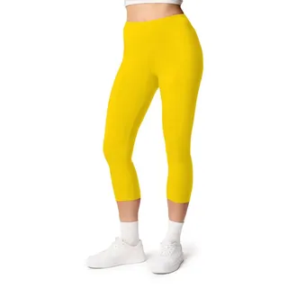 Ladeheid Leggings Damen 3/4 Capri Hose aus Baumwolle LA40-132 (1-tlg) elastischer Bund gelb XL
