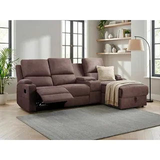 OTTO home Ecksofa NAPORI Mikrofaser 3-Sitzer Dunkelbraun