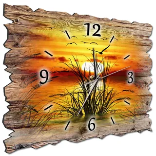 Bilder-Manufaktur BM Holz Funk Quarz Quarzwanduhr Wanduhr Funkwanduhr Funkwanduhren Funkuhr Funkuhren kein Ticken lautlos geräuschlos leise ohne Tickgeräusche groß XXL H1a-9737-funk