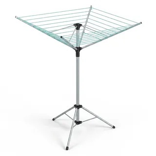 Relaxdays Wäschespinne, 15 m Leine, für Garten & Camping, klappbar, mit Standfuß, Balkon Wäscheschirm H: 140 cm, silber