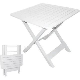 Spetebo Kunststoff Klapptisch anthrazit 79 x 72 cm wetterfest für Außen | Outdoor Beistelltisch klappbar für Garten, Terrasse, Balkon, Camping, Festival