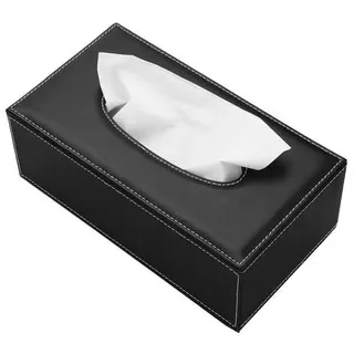 KINGFOM™ Rechteckige Leder Kosmetiktücherbox für Zuhause/Büro/Auto (Schwarz)