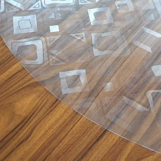 Transparente Folie Tischdecke Tischfolie Schutzfolie mit Muster Dreieck Oval 130 x 200 cm abwaschbar