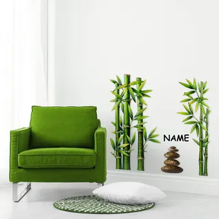 alles-meine.de GmbH 3D Effekt Wandtattoo/Sticker freie Motivwahl Bambus Pflanze - Strauch - inkl. Name - Relief Kunststoff - selbstklebend + wiederverwendbar - Wandsticke..