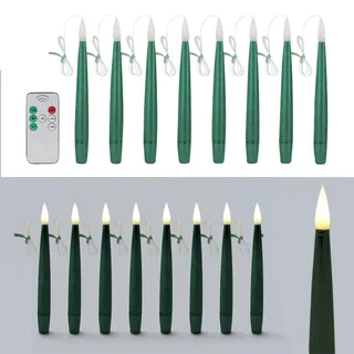 Online Fuchs 8 fliegende LED Kerzen mit Fernbedienung und Timer - Flying Candles - Schwebende Christbaumkerzen, Weihnachtskerzen (Grün)