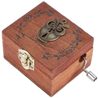 Spieldose, 1Pc Holz Handkurbel Mechanische Spieluhr, Eine Attraktive Dekoration FüR Schlafzimmer Oder Wohnzimmer, Ein GroßEs Geschenk FüR Geburtstag Weihnachten Oder Valentinstag(Eule)