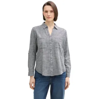 Tom Tailor With Slub Structure 1035247 Bluse Midnight Navy Blue 38