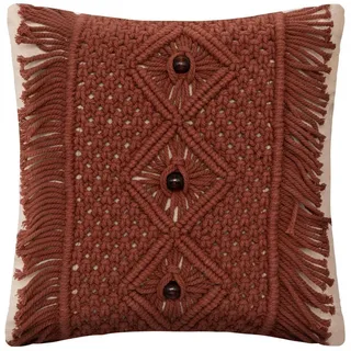 Atmosphera Createur d ́interieur Zierkissen, Rot, Naturmaterialien, Ethno, Quadratisch, 40x40 cm, Wohntextilien, Kissen, Dekokissen