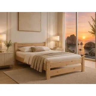 Best For Home - Massivholzbett | Futonbett | Naturholzbett bettgestell | Hochbett aus 100% Naturholz | kopfteil Bett | Bett mit lattenrost Und kopfteil |Seniorenbett | bettgestell (90x200 cm)