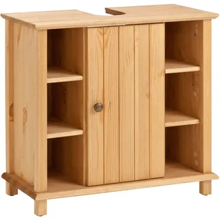 Home Affaire Waschbeckenunterschrank HOME AFFAIRE "Vili", beige (geölt), B:60cm H:65cm T:30cm, Holzwerkstoff, Schränke, Waschbeckenunterschrank, Badezimmerschrank im Landhaus-Look, mit 6 Fächern, aus Massivholz
